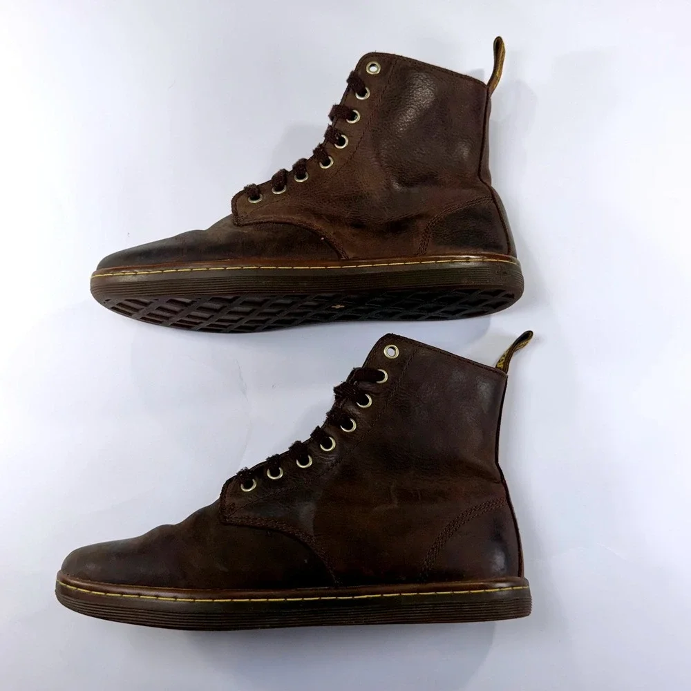 Dr. Martens Tobias Boots Mens 9 Womens 10 Brown Leather Lace Up Combat AW004